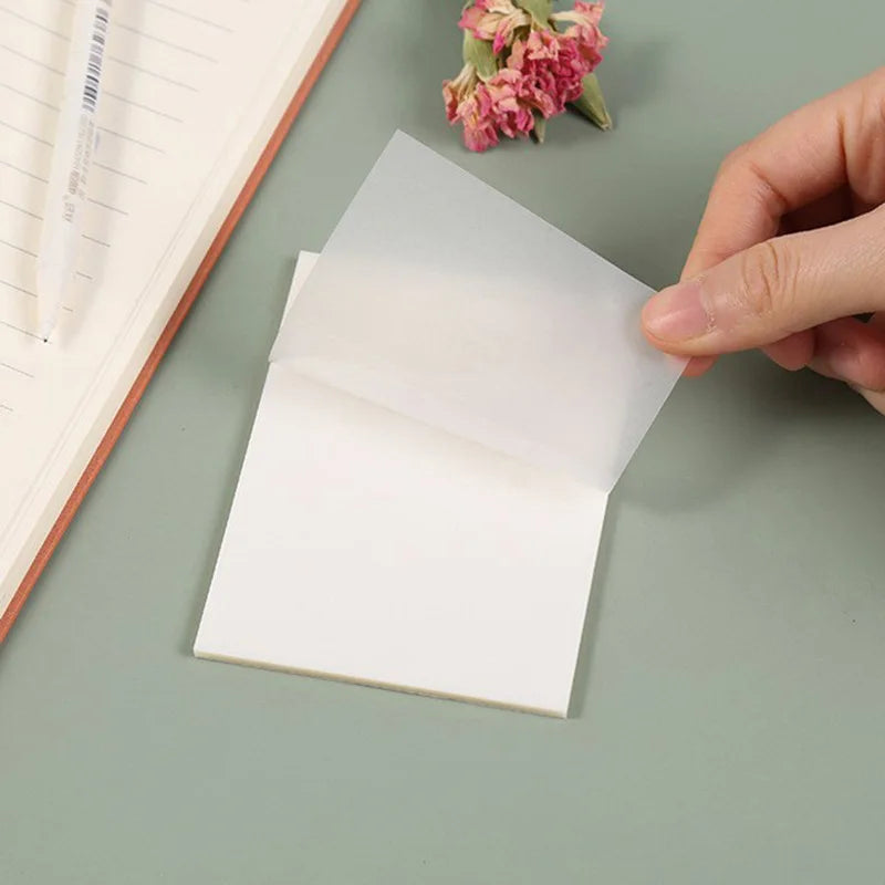 50 Sheets Creative Transparent PET Waterproof Sticky Notes Notepads - School Stationery & Office Supplies