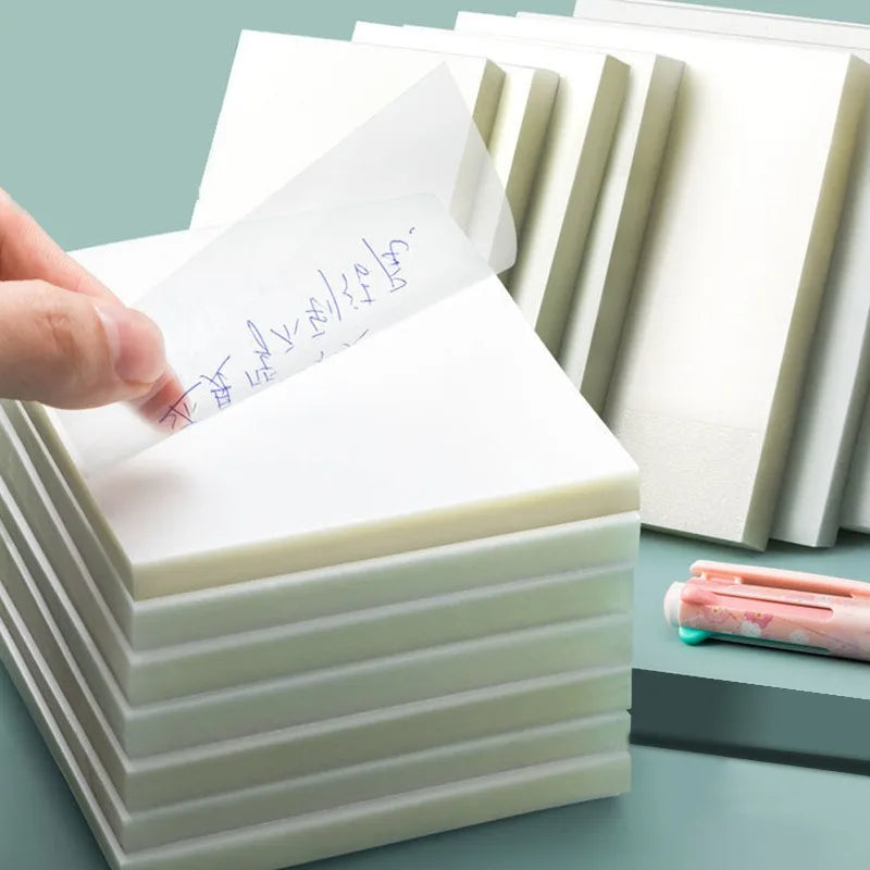 50 Sheets Creative Transparent PET Waterproof Sticky Notes Notepads - School Stationery & Office Supplies